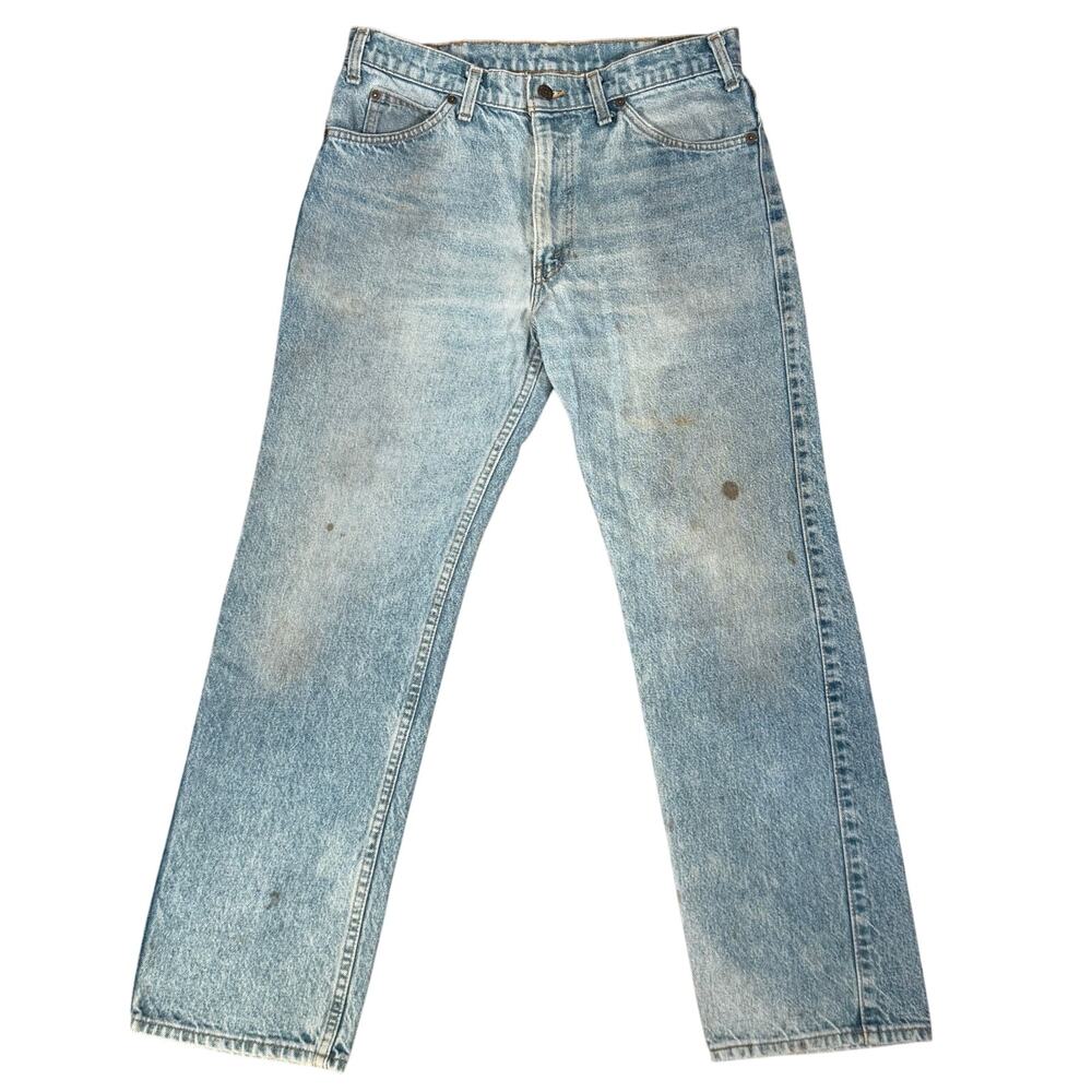 Vintage Distressed Levi’s 549 Two Horse Leather Tab Jeans 32x28 Light Wash USA